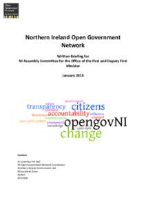 Northern Ireland Open Government Network Written Briefing for NI Assembly Committee for the Office of the First and Deputy First Minister January 2016