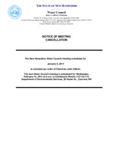 THE STATE OF NEW HAMPSHIRE ____________ Water Council John A. Gilbert, Chairman PO Box 95, 29 Hazen Drive, Concord, New Hampshire[removed]