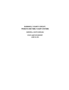 BARNWELL COUNTY CIRCUIT,  PROBATE AND FAMILY COURT SYSTEMS BARNWELL, SOUTH CAROLINA