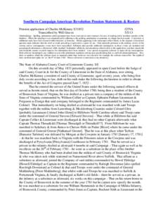 Southern Campaign American Revolution Pension Statements & Rosters Pension application of Charles McKinney S31852 Transcribed by Will Graves f25VA[removed]