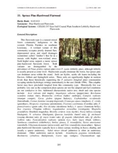 CONSERVATION HABITATS & SPECIES ASSESSMENTS  LA CWCS--DEC[removed]Spruce Pine-Hardwood Flatwood Rarity Rank: S1/G1G2