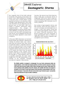 ,0$*(#([SORUHV=  *HRPDJQHWLF#6WRUPV The magnetic field of the Earth extends hundreds of thousands of kilometers into space, and is often buffeted by changes