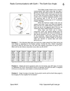 Radio Communications with Earth – The Earth-Sun Angle The InSight Lander needs to be in constant communication with Earth every day the data it gathers can be sent back to Earth. As viewed from the surface of Mars, Ear