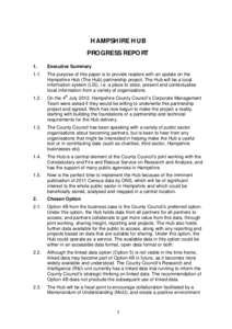 HAMPSHIRE HUB PROGRESS REPORT 1. Executive Summary