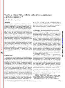 Vitamin B-12 and homocysteine status among vegetarians: a global perspective1–4 Ibrahim Elmadfa and Ingrid Singer