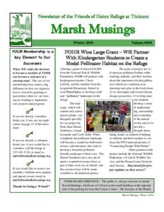 Newsletter of the Friends of Heinz Refuge at Tinicum  Marsh Musings Winter[removed]YOUR Membership is a