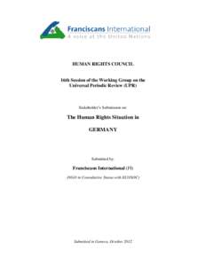 HUMAN RIGHTS COUNCIL  16th Session of the Working Group on the Universal Periodic Review (UPR)  Stakeholder’s Submission on: