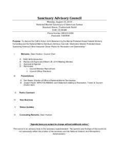    	
   Sanctuary	
  Advisory	
  Council	
  	
   Monday,	
  August	
  25,	
  2014	
  