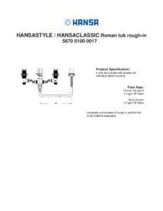 HANSASTYLE / HANSACLASSIC Roman tub rough-in[removed]Product Specification: 4-hole two-handle with diverter for individual deck mounting