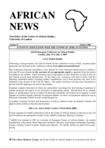 AFRICAN NEWS Newsletter of the Centre of African Studies, University of London _____________________________________________________________________ Number 57