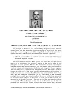 Aranyaka / Kena Upanishad / Swami Krishnananda / Prana / Brihadaranyaka Upanishad / Vedas / Katha Upanishad / Nadi / Chāndogya Upaniṣad / Hindu texts / Upanishads / Hinduism