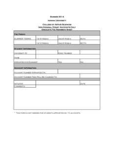 Summer 2014 Indiana University College of Arts & Sciences Non General/Grant Accounts Only Graduate Fee Remission Sheet Fee Period