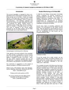 Seabird Monitoring on St Kilda 2003