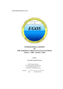 EGOS Technical Document. NoINTERSESSIONAL REPORT OF THE EUROPEAN GROUP ON OCEAN STATIONS OcoberOctober