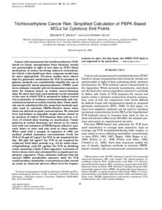 Organochlorides / Pharmacology / Pharmaceutical sciences / Alkenes / Halogenated solvents / Physiologically based pharmacokinetic modelling / Trichloroethylene / Dichloroacetic acid / Toxicity / Toxicology / Medicine / Chemistry