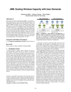 JMB: Scaling Wireless Capacity with User Demands Hariharan Rahul Swarun Kumar Dina Katabi Massachusetts Institute of Technology Ethernet Backbone  ABSTRACT