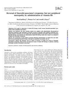 Chemistry / Morpholines / B vitamins / Linezolid / Organofluorides / Toxic and nutritional optic neuropathy / Vancomycin / 2-Oxazolidone / Peripheral neuropathy / Medicine / Hematopathology / Health