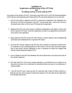 Guidelines for Registration and Monitoring of Non STP Units and