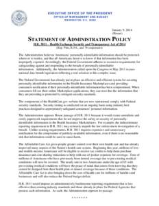 Statement of Administration Policy on H.R. 3811 – Health Exchange Security and Transparency Act of 2014