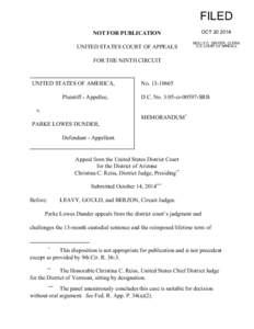 FILED OCT[removed]NOT FOR PUBLICATION UNITED STATES COURT OF APPEALS