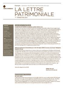 Épargne - Direction des Études Patrimoniales Groupe  LA LETTRE PATRIMONIALE 1er TRIMESTRE 2015