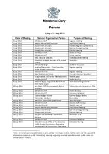 Ministerial Diary: Premier