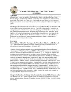 CALIFORNIA OAK MORTALITY TASK FORCE REPORT