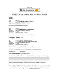 order form  Thule Scientific Field Guide to the San Andreas Fault BOOK