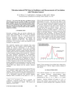 Vibration-induced PM Noise in Oscillators and Measurements of Correlation with Vibration Sensors1 D. A. Howe, J. L. LanFranchi, L. Cutsinger, A. Hati, and C. Nelson *National Institute of Standards & Technology (NIST), B