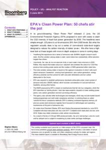 POLICY – US – ANALYST REACTION 2 June 2014 Contents 1. WHAT EPA PROPOSED[removed]WHAT IT MEANS[removed]