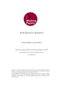 Really Responsive Regulation    Robert Baldwin and Julia Black