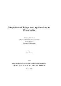 Morphisms of Rings and Applications to Complexity