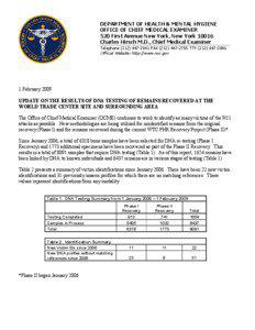 DNA / Office of Chief Medical Examiner of the City of New York / Fingerprint / Charles Hirsch / DNA profiling / September 11 attacks / Biometrics / Biology / Security