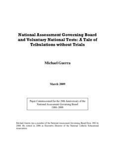 National Assessment Governing Board and Voluntary National Tests: A Tale of Tribulations Without Trials