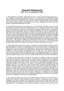 Quartet Statement New York, 24 September[removed]The Quartet-U.N. Secretary General Ban Ki-moon, Russian Foreign Minister Sergei Lavrov, U.S. Secretary of State Hillary Rodham Clinton, U.S. Special Envoy for Middle East 