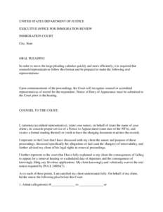 Legal documents / Executive Office for Immigration Review / Pleading / Plea / Immigration to the United States / Law / Removal proceedings