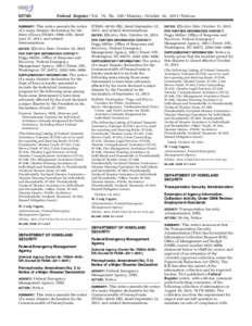 United States administrative law / Emergency services / Federal Emergency Management Agency / Code of Federal Regulations / Craig Fugate / Administration of federal assistance in the United States / Transportation Security Administration / Federal Register / United States Department of Homeland Security / Public safety / Government / Emergency management