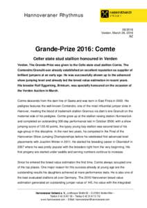 Hannoveraner RhythmusVerden, March 26, 2016 BZ  Grande-Prize 2016: Comte