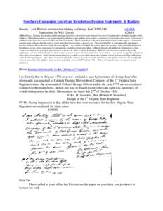 Southern Campaign American Revolution Pension Statements & Rosters Bounty Land Warrant information relating to George Jude VAS1340 Transcribed by Will Graves vsl 4VA[removed]