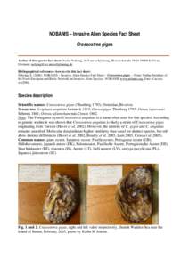 NOBANIS – Invasive Alien Species Fact Sheet Crassostrea gigas Author of this species fact sheet: Stefan Nehring, AeT umweltplanung, Bismarckstraße 19, D[removed]Koblenz, Germany; [removed] Bibliograph