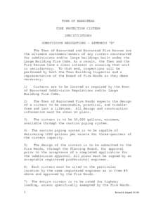 TOWN OF BARNSTEAD FIRE PROTECTION CISTERN SPECIFICATIONS SUBDIVISION REGULATIONS - APPENDIX “D” The Town of Barnstead and Barnstead Fire Rescue are the ultimate customers/owners of any cistern constructed