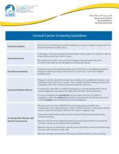 ᐋᓐᓂᐊᖃᕐᓇᙱᑦᑐᓕᕆᔨᒃᑯᑦ Department of Health Munaqhiliqiyitkut Ministère de la Santé  Cervical Cancer Screening Guidelines