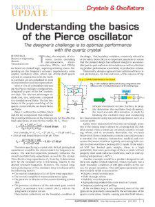 Electronics / Crystal oscillator / Pierce oscillator / Quartz / Frequency drift / Clock / Oscillation / Wien bridge oscillator / Voltage-controlled oscillator / Oscillators / Electronic engineering / Electromagnetism