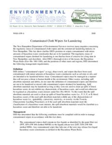 WMD-HW[removed]Contaminated Cloth Wipers for Laundering The New Hampshire Department of Environmental Services receives many inquiries concerning