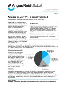 For Immediate Release Canadian Public Opinion Poll Page 1 of 4 America on July 4th – a country divided Survey reveals more than half think nation is on the wrong track