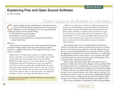 Special Section  Explaining Free and Open Source Software Bulletin of the American Society for Information Science and Technology – December/January 2009 – Volume 35, Number 2  by Scot Colford