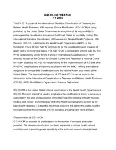 FY 2015 update of the International Statistical Classification of Diseases and Related Health Problems, 10th revision