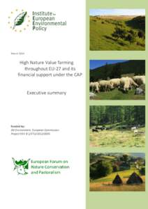 March[removed]High Nature Value farming throughout EU-27 and its financial support under the CAP