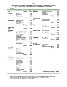 Lone Parent and Two Children (3 year old girl and 10 year old boy) – Adult working full-time on NMW* - no entitlement to secon