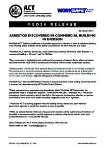 MED IA  RE LEAS E 23 January[removed]ASBESTOS DISCOVERED IN COMMERCIAL BUILDING